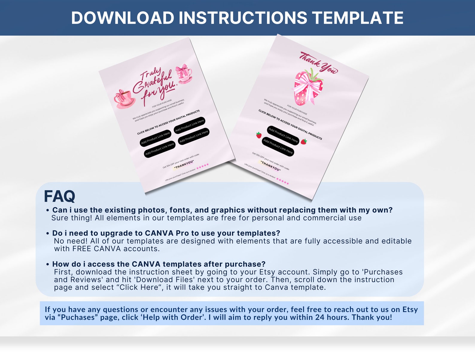 Digital Product Instructions Template, Thank You Note for Digital ...