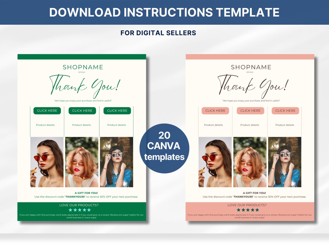 Etsy Digital Product Instructions Template, Thank You Note for Digital ...