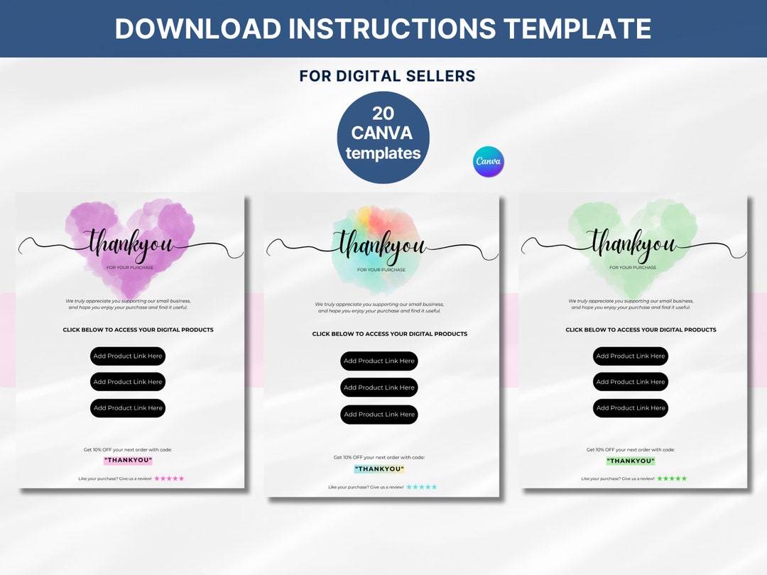 Etsy Digital Product Instructions Template, Thank You Note for Digital ...