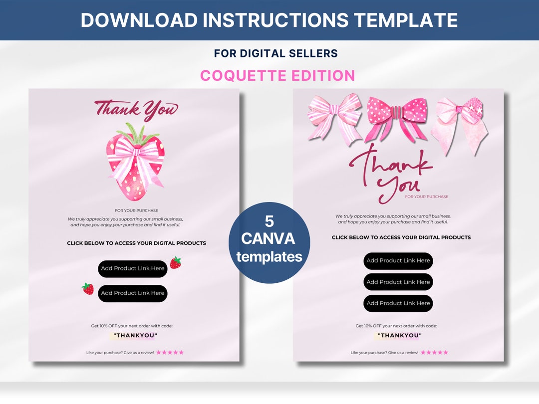 Digital Product Instructions Template, Thank You Note for Digital ...
