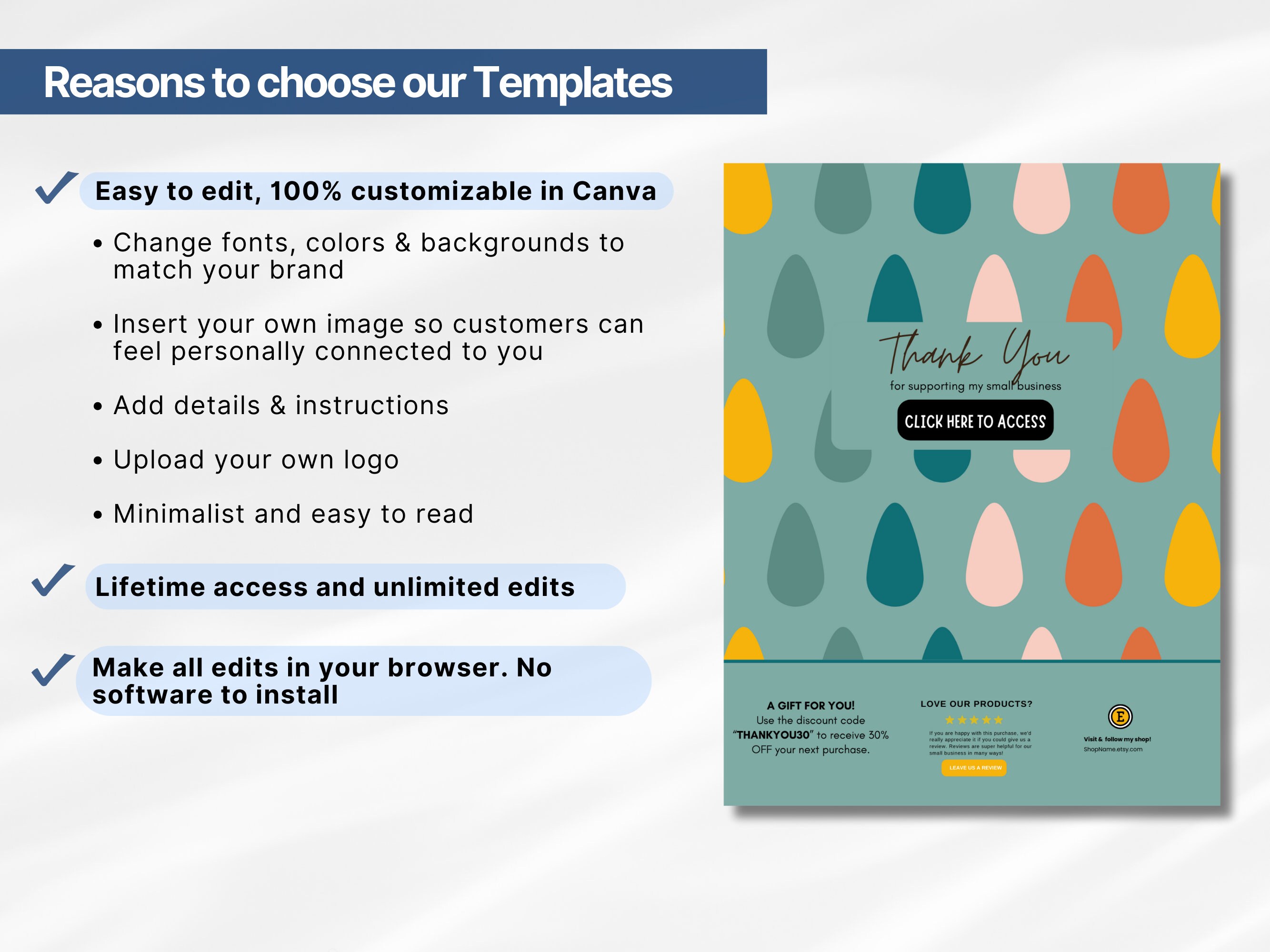 Etsy Digital Product Instructions Template, Thank You Note for Digital ...