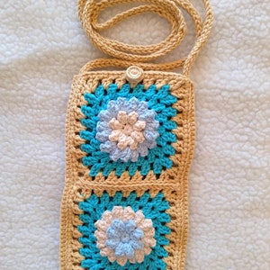 Borsa a tracolla in tessuto per cellulare, borsa piccola per telefono, occhiali. Borsa all'uncinetto, borsa a tracolla all'uncinetto, regalo originale.