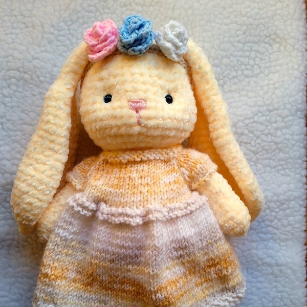 Plush bunny, amigurumi, Easter bunny, knitted plush, velvet bunny, children's toy, crochet stuffed animal