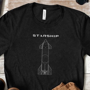 SpaceX Starship T-Shirt, Space Exploration Tee, Spaceship Diagram Shirt, Sci Fi Shirt, Starship Blueprint Tee, Elon Musk Shirt, Mars Shirt