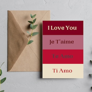 Luxus-Valentinstag | digitaler Download | Ich Liebe Dich in 4 Sprachen - Je T'aime, Te Amo, Ti Amo