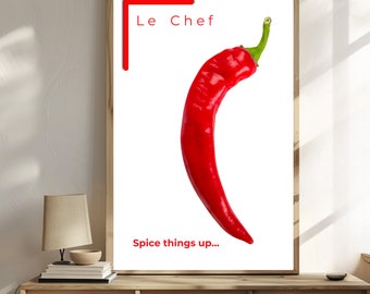 Pimiento rojo Descarga digital para pared de cocina y tarjeta de felicitación