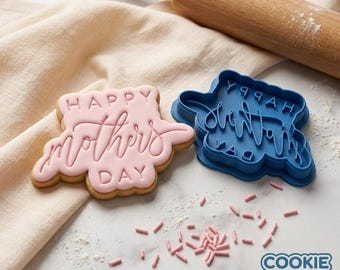 Happy Mother's Day Script Mother's Day Cookie Cutter and Embosser Set