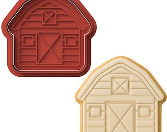 Barn Cookie Cutter & Embosser - Farmhouse Biscuit Stamp