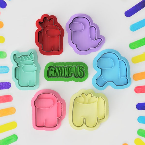 Among us cookie cutter and embosser stamp set gaming  kids tv