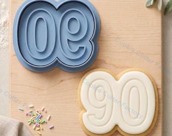 Number 90 Cookie Cutter and Embosser Stamp - Milestone Birthday