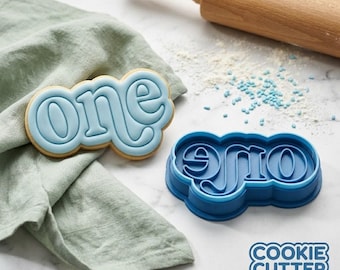 First Birthday "one" Plaque Cookie Cutter and Embosser Set Milestone, Number One