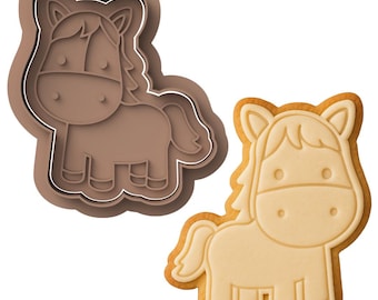Horse Cookie Cutter & Embosser - Farm Animal Biscuit Stamp