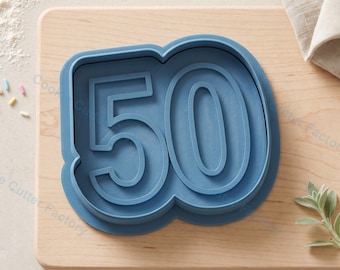 Number 50 Cookie Cutter and Embosser Stamp - 50th Birthday or Anniversary Cookies