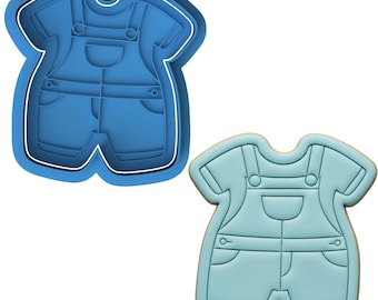 Baby Overalls Romper Cookie Cutter and Embosser Stamp Set Baby Shower, First Birthday