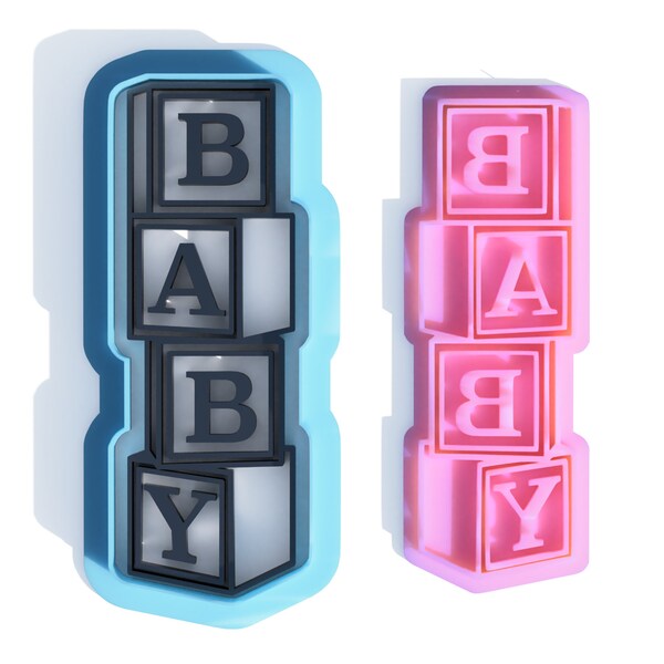 Baby blocks cookie cutter and embosser stamp set