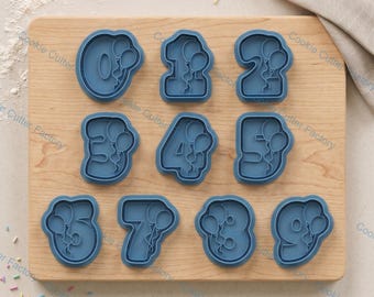 Number Balloons Cookie Cutter and Embosser Stamp Set