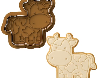 Cow Cookie Cutter & Embosser Farm Animal Biscuit Stamp