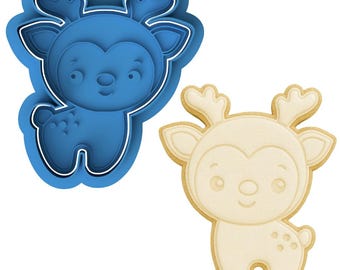 Cute Reindeer Cookie Cutter & Embosser - Christmas Rudolph Cookie Design