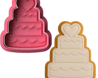 Wedding Cake with Heart Cookie Cutter & Embosser Set