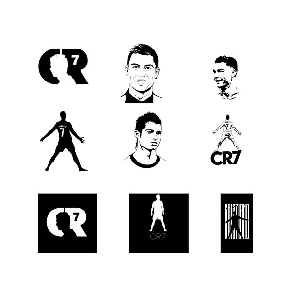 9 Pack Cristiano Ronaldo SVG PNG Instant Download cricut silhouette iron on heat press