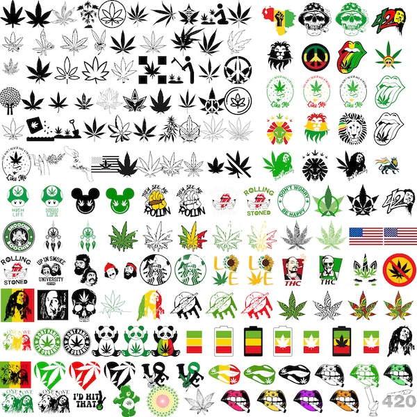 Rasta SVG Bundle, Weed Svg, Stoner Svg Bundle, 4:20 Svg, Svg Jamaïque, Weed citations Svg, vecteur, Svg pour Cricut, fichiers numériques