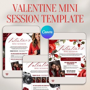 Valentine&#39;s Day Mini Sessions Templates for Photographers, Valentine Minis, Photoshop & Canva, Photo Sessions, Photography Template, Canva