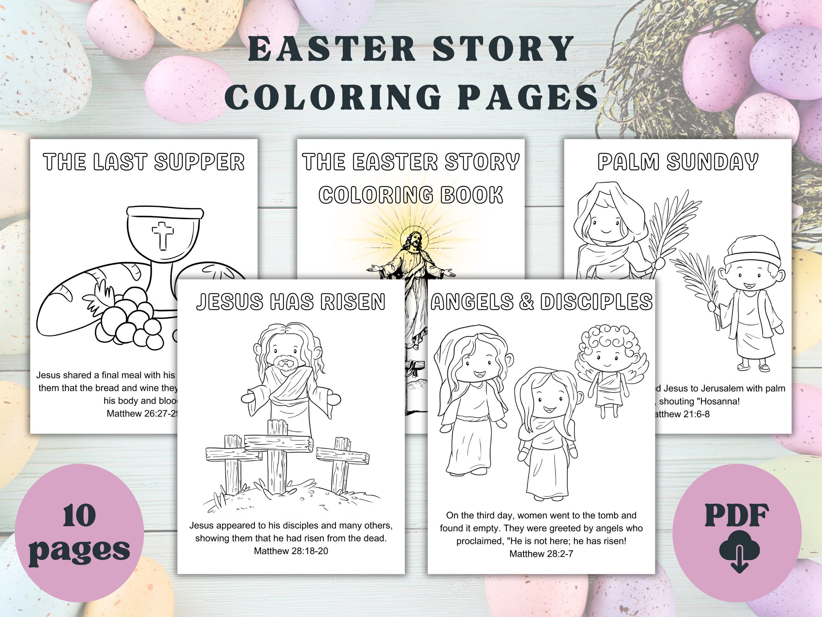 Easter Story Coloring Pages, Bible Easter Story, Printable Easter Story ...
