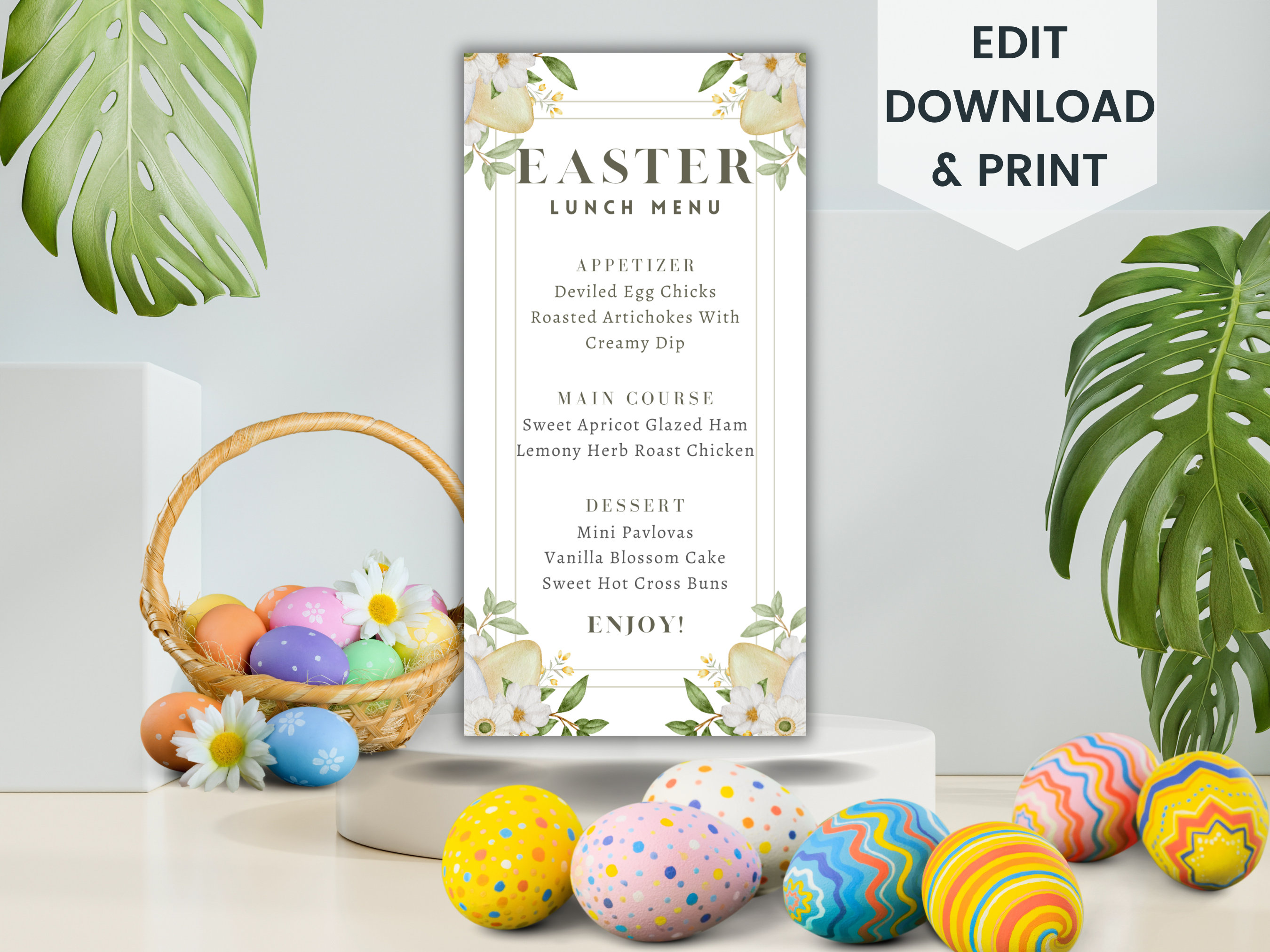 Editable Easter Lunch Menu, Printable Easter Menu, Floral Easter Menu Editable Easter Lunch Menu, Printable Easter Menu, Floral Easter Menu