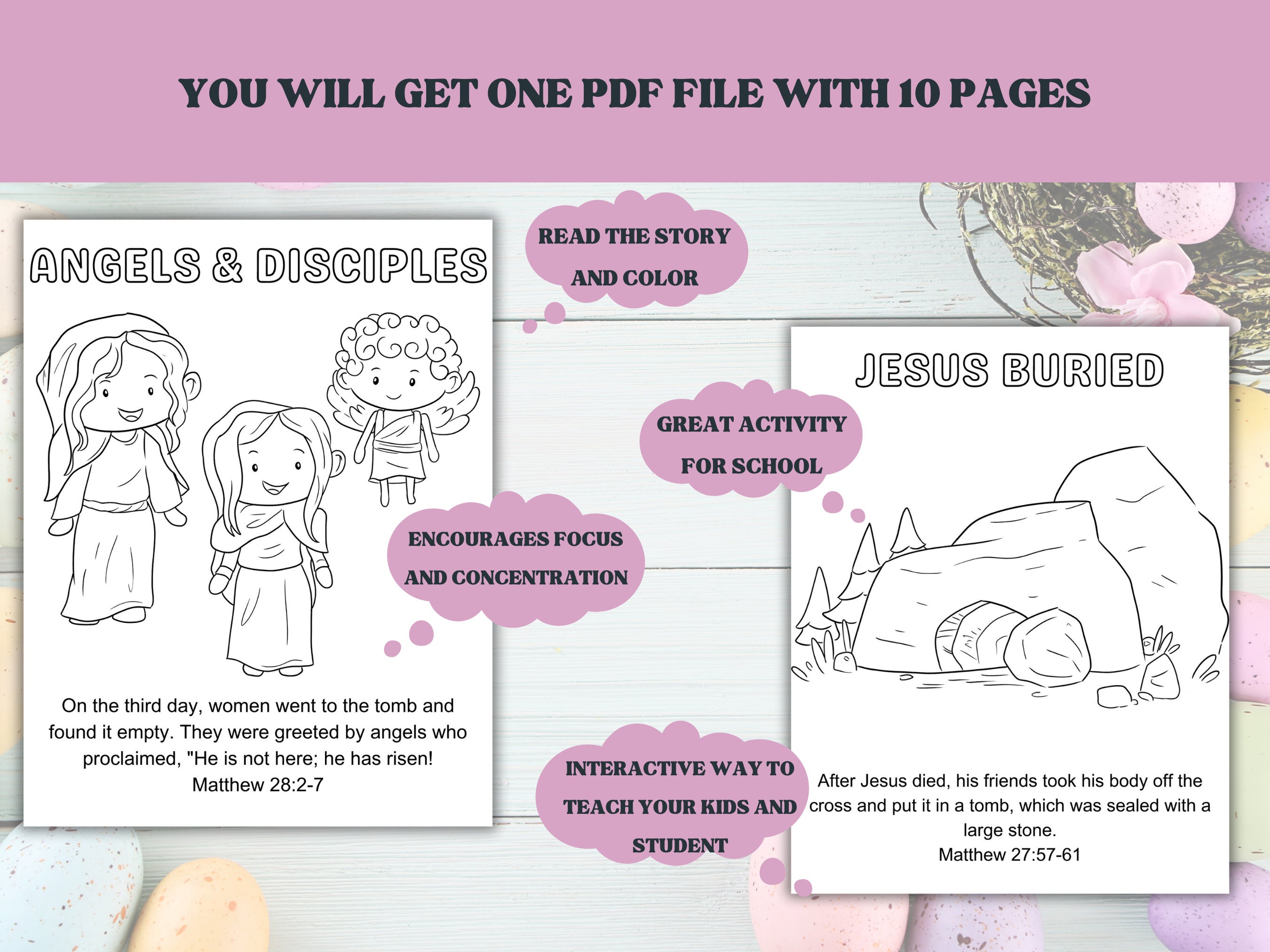 Easter Story Coloring Pages, Bible Easter Story, Printable Easter Story ...