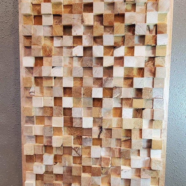 Sound Diffuse Acoustic Panel Mosaic Wood Wall Art Wood Studio Sound Control Rustic Wooden Wall Decor