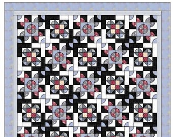 Bryn Mawr Quilts Zestaw szablonów ścieżki pijaków z zakrzywionym wzorem kwadratowej kołdry