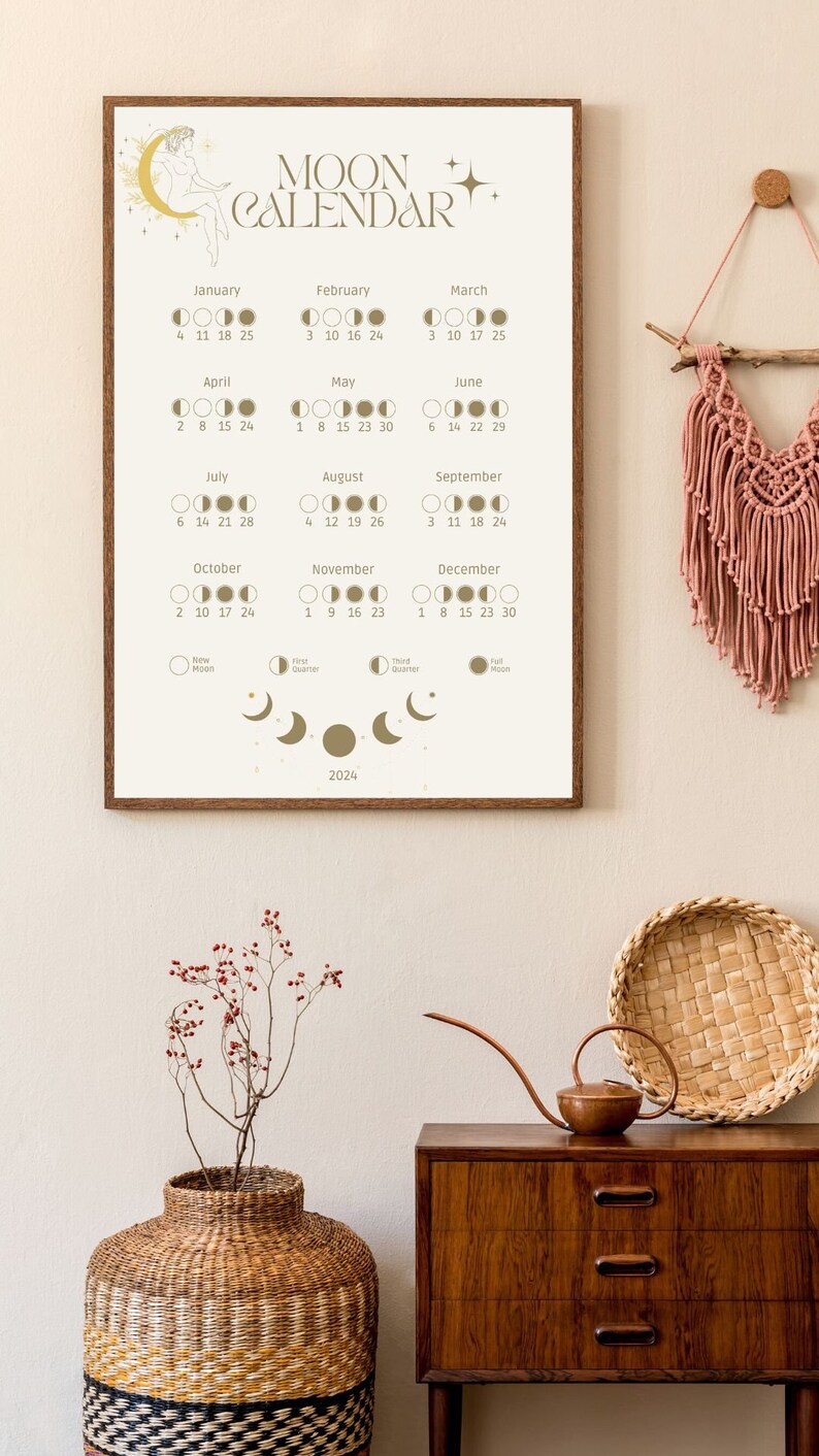 2024 Moon Calendar Poster 2024 Druci