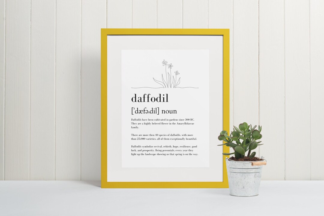Daffodil Definition Print Spring Flower Dictionary Quote Digital Wall