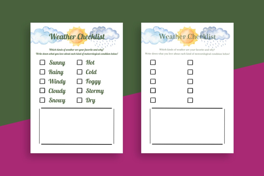 Weather Checklist Sample Gratitude Checklist Kids Homeschooling Downloadable Weather Checklist ...