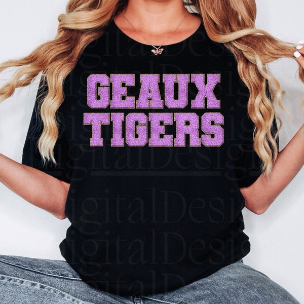 LSU geaux tigers faux chenille png svg // lsu, lsu tigers, lsu png, chenille letters, go tigers, geaux tigers png, pod lsu files, unique