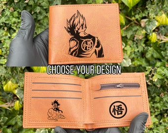 Custom DBZ super saiyan Leather Wallet for men/Mens leather Custom wallet/dragonball Gift/Personalized gift for boyfriend/Wallet With name