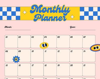 Monthly calendar , Planner y2k