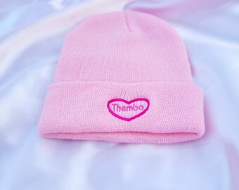 Pink Thembo Heart Beanie