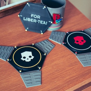 Helldivers 2 Drinks Coaster / Mat Cup Holder, Liber-Tea Hellpod, Great Gamer Gift for Him or Her, Regular or Malevelon Creek Edition