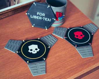 Helldivers 2 Drinks Coaster / Mat Cup Holder, Liber-Tea Hellpod, Great Gamer Gift for Him or Her, Regular or Malevelon Creek Edition