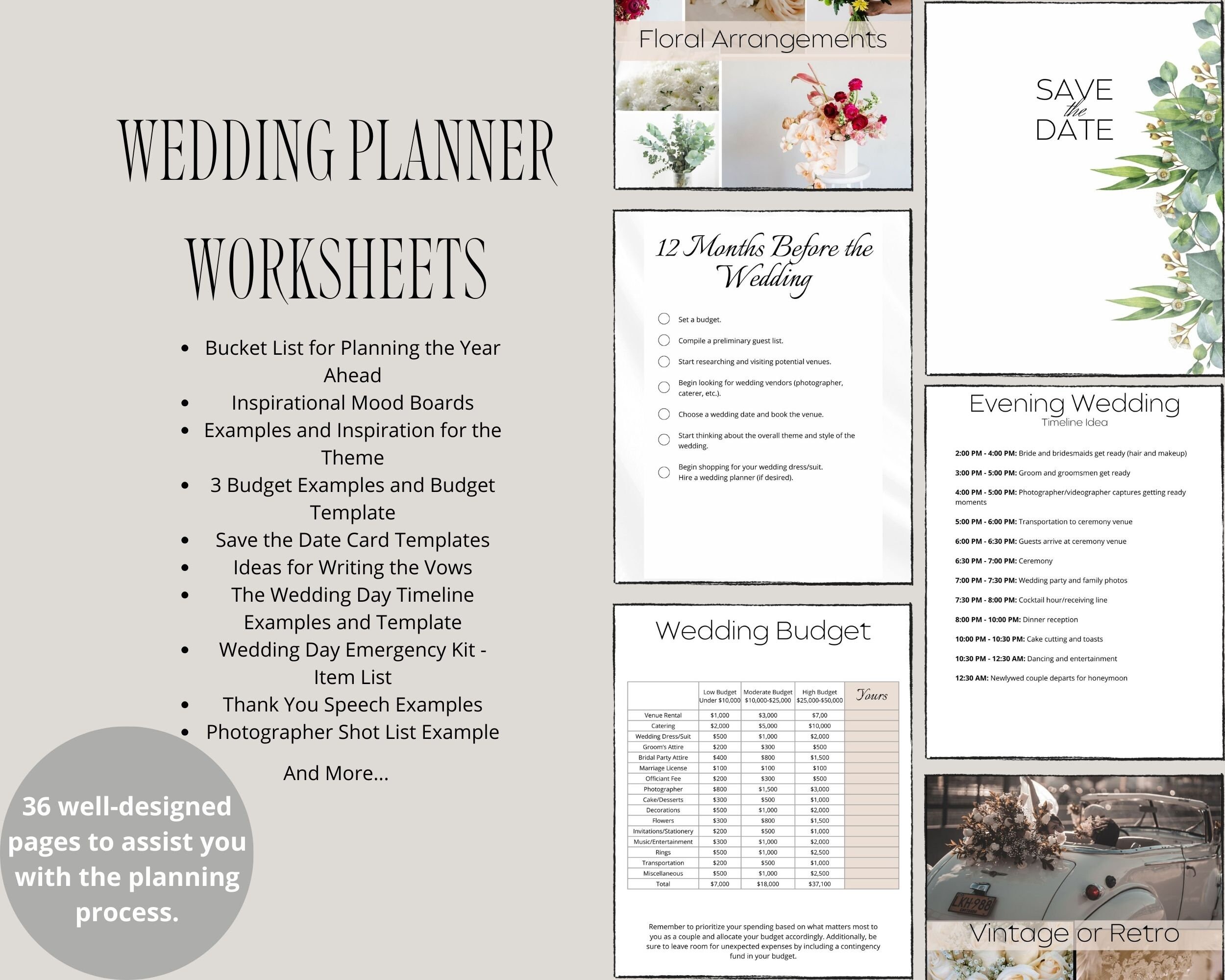 Printable Wedding Planner, Wedding Bucket List, Wedding Checklist ...