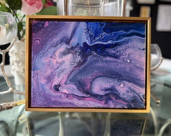 Cosmic Drift Acrylic Pour Painting: Handmade Modern Art, 9" x 12"