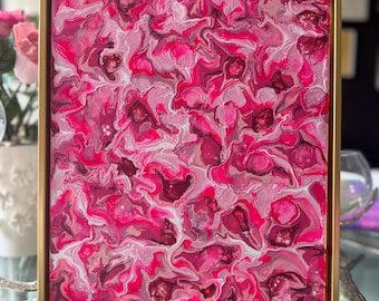 Crimson Bloom Acrylic Pour Painting | Red Abstract Floral Wall Art | Bold Modern Decor | Original Handmade Artwork 12" x 16"