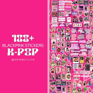 100+ Schwarzrosa Sticker K-POP | DIY Personalisierung Sticker Pack, Laptop Aufkleber | Becher Aufkleber, Kreatives Journaling Zubehör | Erwachsene