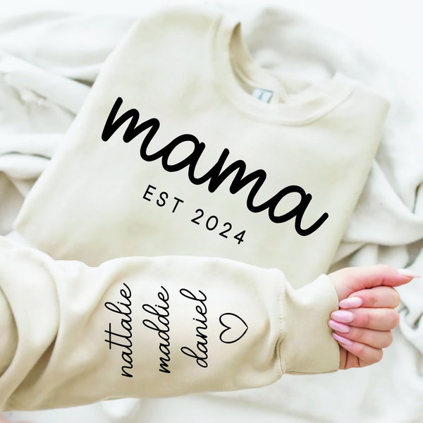 Mama Est. 2024 svg png, Font Included, Personalize Names on Sleeve, Diy Bundle to Change Year Mama Tshirt Sweatshirt Png Svg