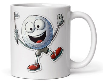 Coffee Cup "Golfy" (white, glossy - cartoon, no text)