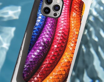 Coque de portable artistique colorée en peau de serpent