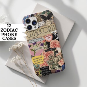 Etui na telefon z kolażem znaków zodiaku, wyjątkowe etui na telefon z kolażem znaków zodiaku, iPhone 16 15 14 13 12 Pro Max 8 Plus X, Samsung Galaxy S24 S23 S22 Ultra