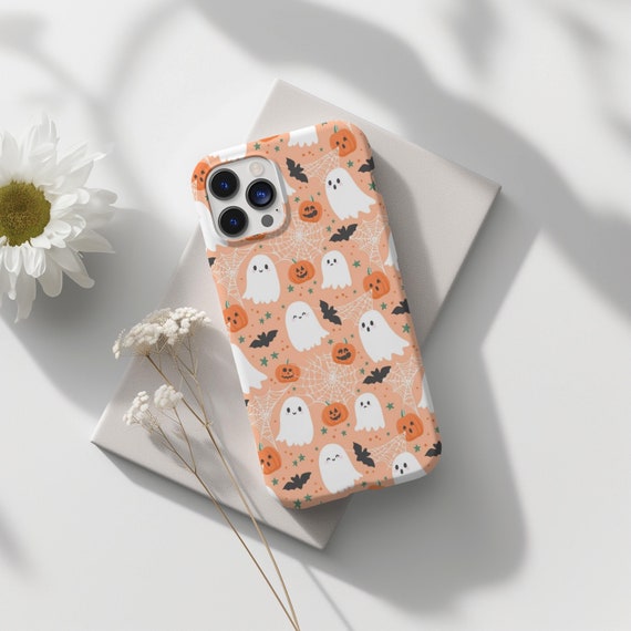 Halloween Phone Case, Cute Ghosts Design Pattern, Cute Spooky Phone Case, iPhone 16 15 14 Pro Max 8 Plus X, Samsung Galaxy S24 S23 S22 Ultra