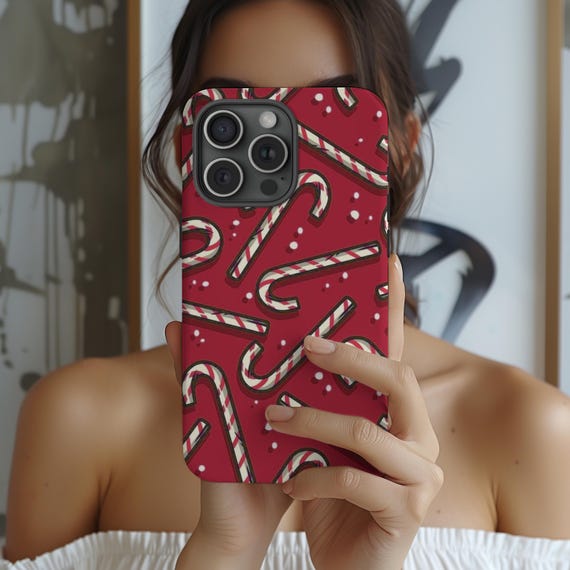 Candy Cane Phone Case, Festive Holiday, Cute Christmas Case, iPhone 16 15 14 13 12 Pro Max 8 Plus X, Samsung Galaxy S24 S23 S22 S21 Ultra